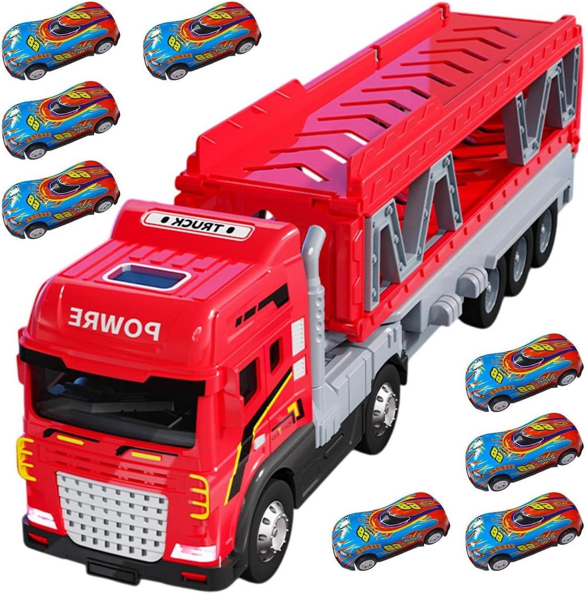 Uitwerpbaan Speelset - Racebaan Speelgoed - Kinderen Laten Spelen - Dubbellaags Schuifhelling - 39 cm Lengte - Rood