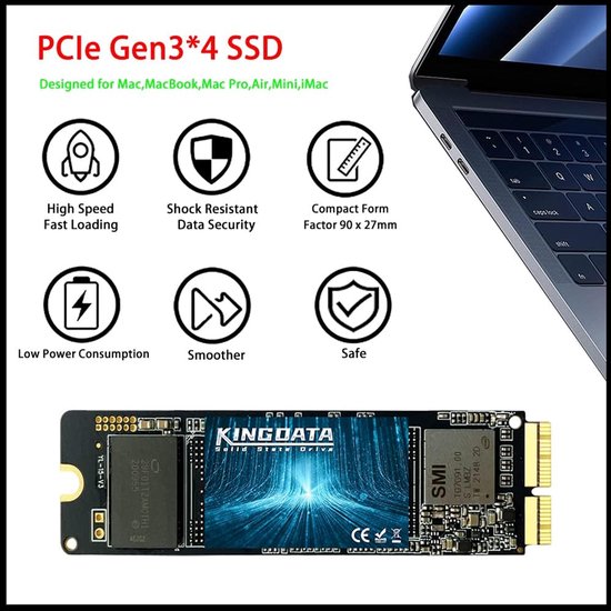 Interne SSD - Solid State Drive Upgrade - MacBook Opslag Uitbreiden - NVMe PCIe Snelheid - 1TB - Zilver — afbeelding 5