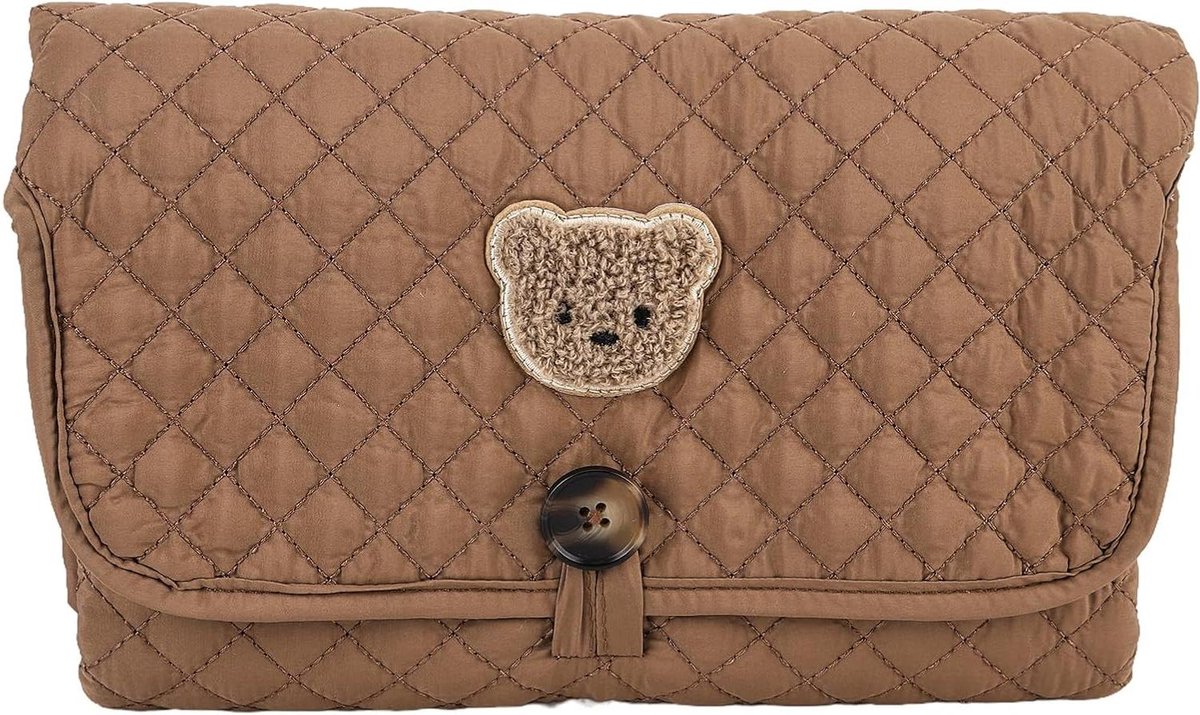 Draagbaar Luierkussen - Verschoonmat - Baby Verzorgen - Compact Opvouwbaar - 21.65x10.24 inch - Beer Stijl