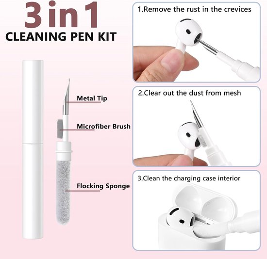 Easuny Voor AirPods Pro 3 Hoesje 2025 - Bloemen Gravure Siliconen Beschermhoes Compatibel met Apple AirPods Pro 3e Generatie - Stootbestendige Hoes met Karabijnhaak & Reinigingsset - Roze — afbeelding 5