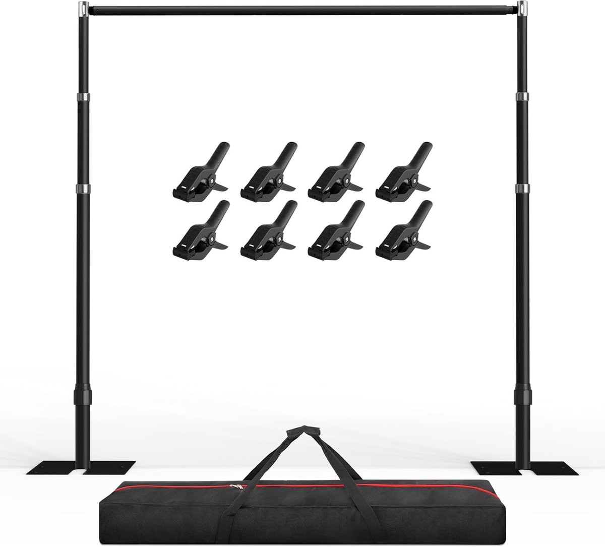 Zwarte Fotobackgroundstandaard 2,6x3m Verstelbare Bruiloftsboog | 8 Veerklemmen, Heavy-duty Backgroundstandaard, Grote Ijzeren Plaat, Bruiloft, Ballonstandaard