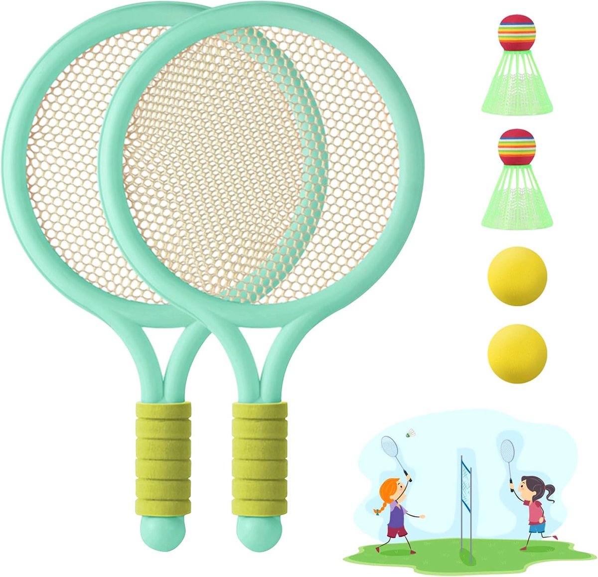Set Kinder Badminton Set Tennisschläger Spielzeug Geschenkset für Kinder