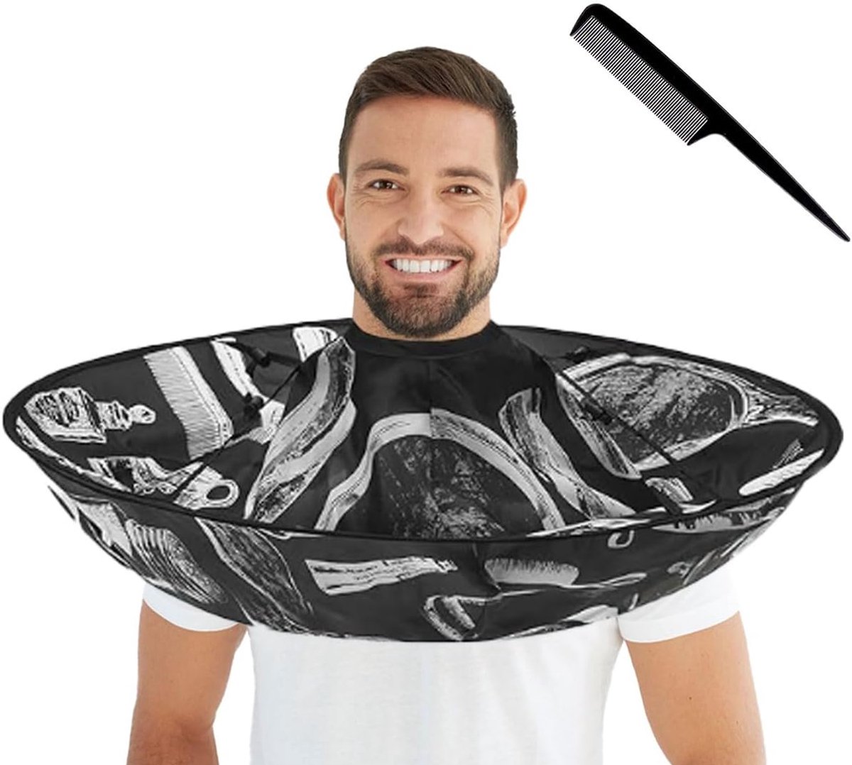 Opvouwbare Kapperscape, Waterdichte en Universele Kapperscape met Kamaccessoires voor Dames, Heren en Kinderen (Zwart)