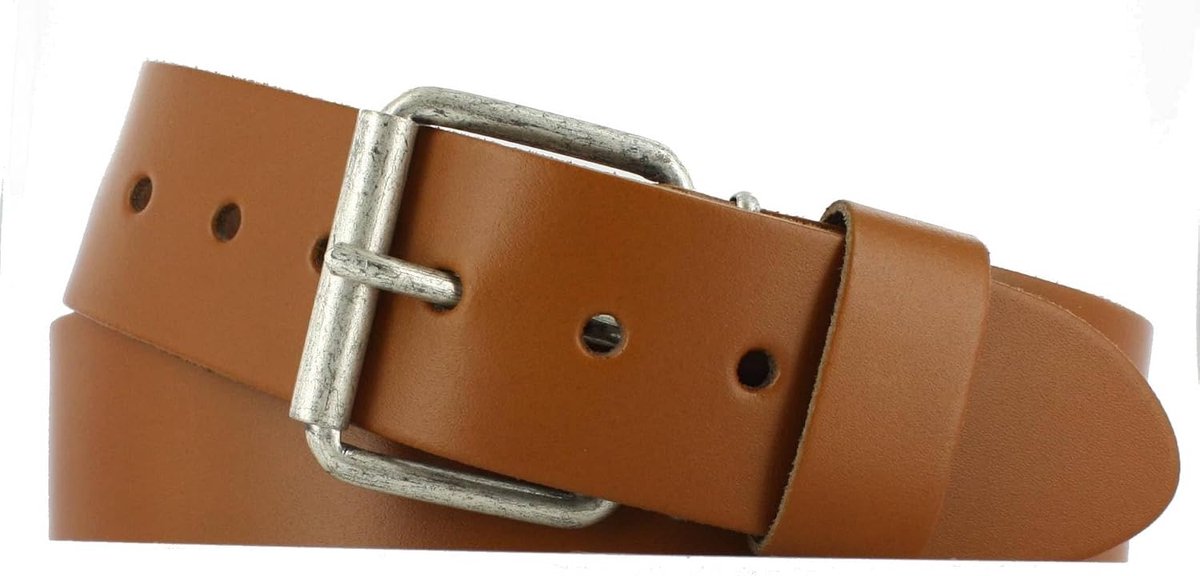 Riem 5cm | Heren/Dames Glad Leer | Kleur: Zwart | Riemmaat: 115 (totale lengte: 130cm) | 100% Echt Leer | Nikkelvrije gesp