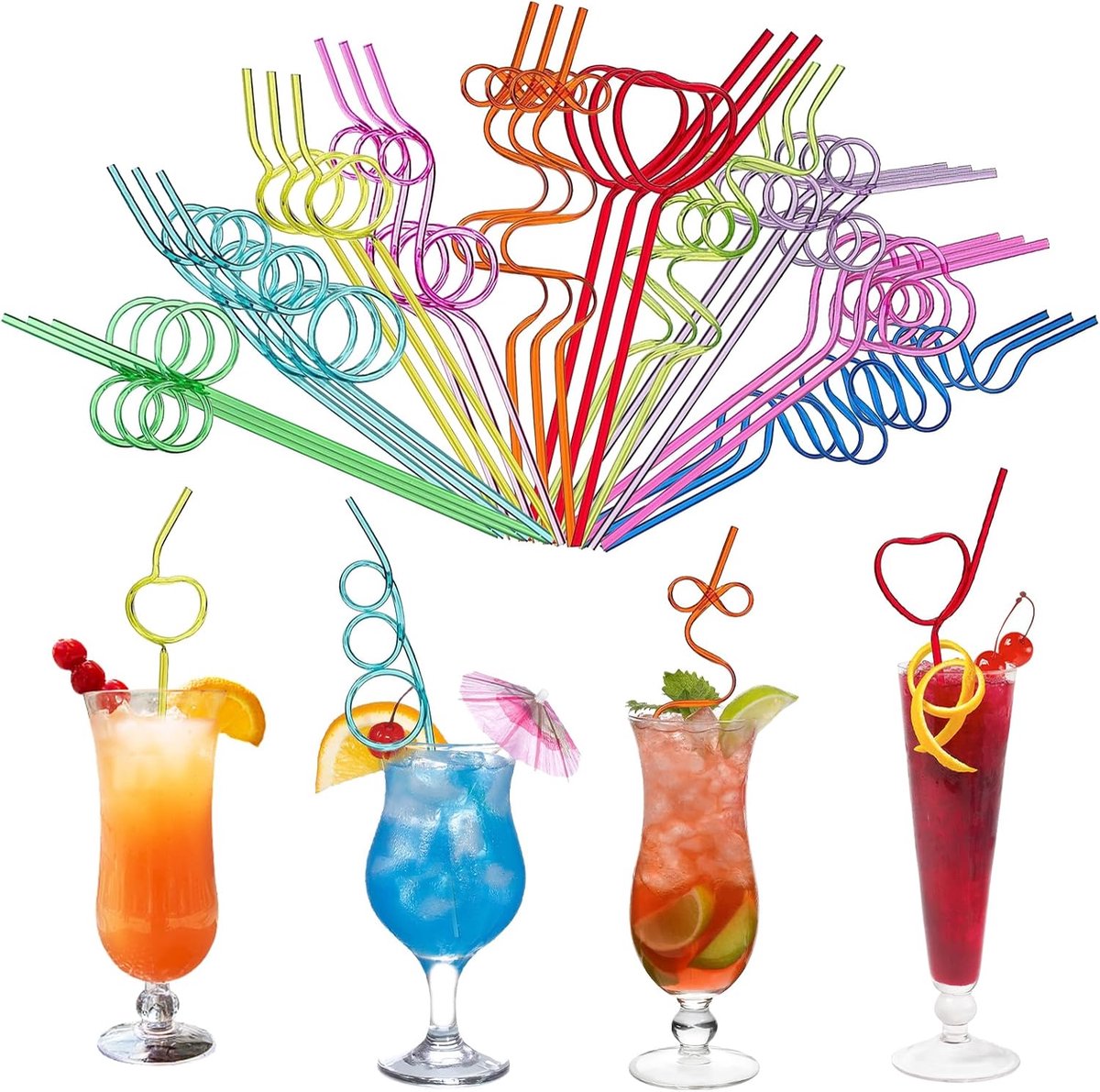 Rietjes voor kinderen, verschillende schattige vormen, kleurrijke rietjes, herbruikbare rietjes, dieren-drinkrietjes, decoratie, rietjes, voor kinderen, verjaardagsfeest