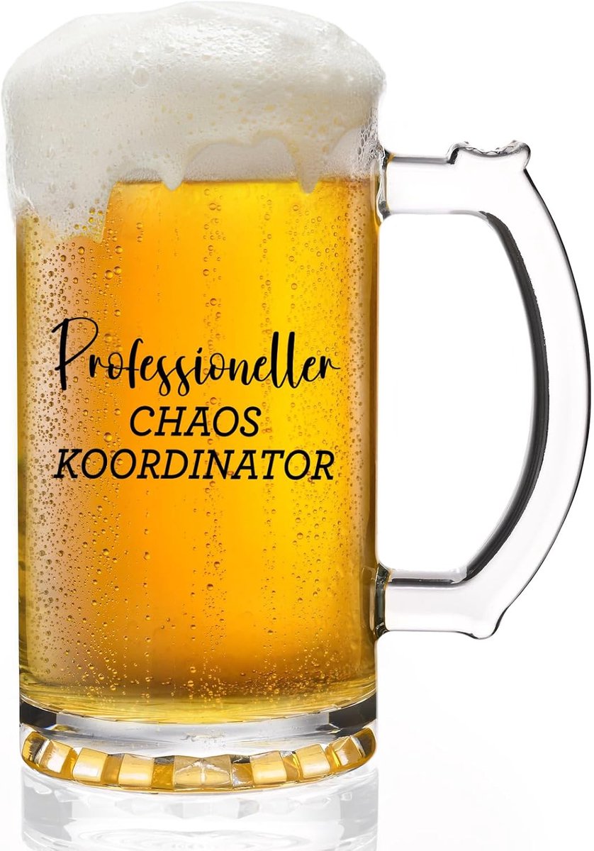 Bierglazen cadeau voor baas, Chao-coördinator, Chef - Grappig Cadeau Voor Verjaardag, Kerstmis - Collega's Cadeaus Voor Mannen Vrouwen - Biermok 0,5 L