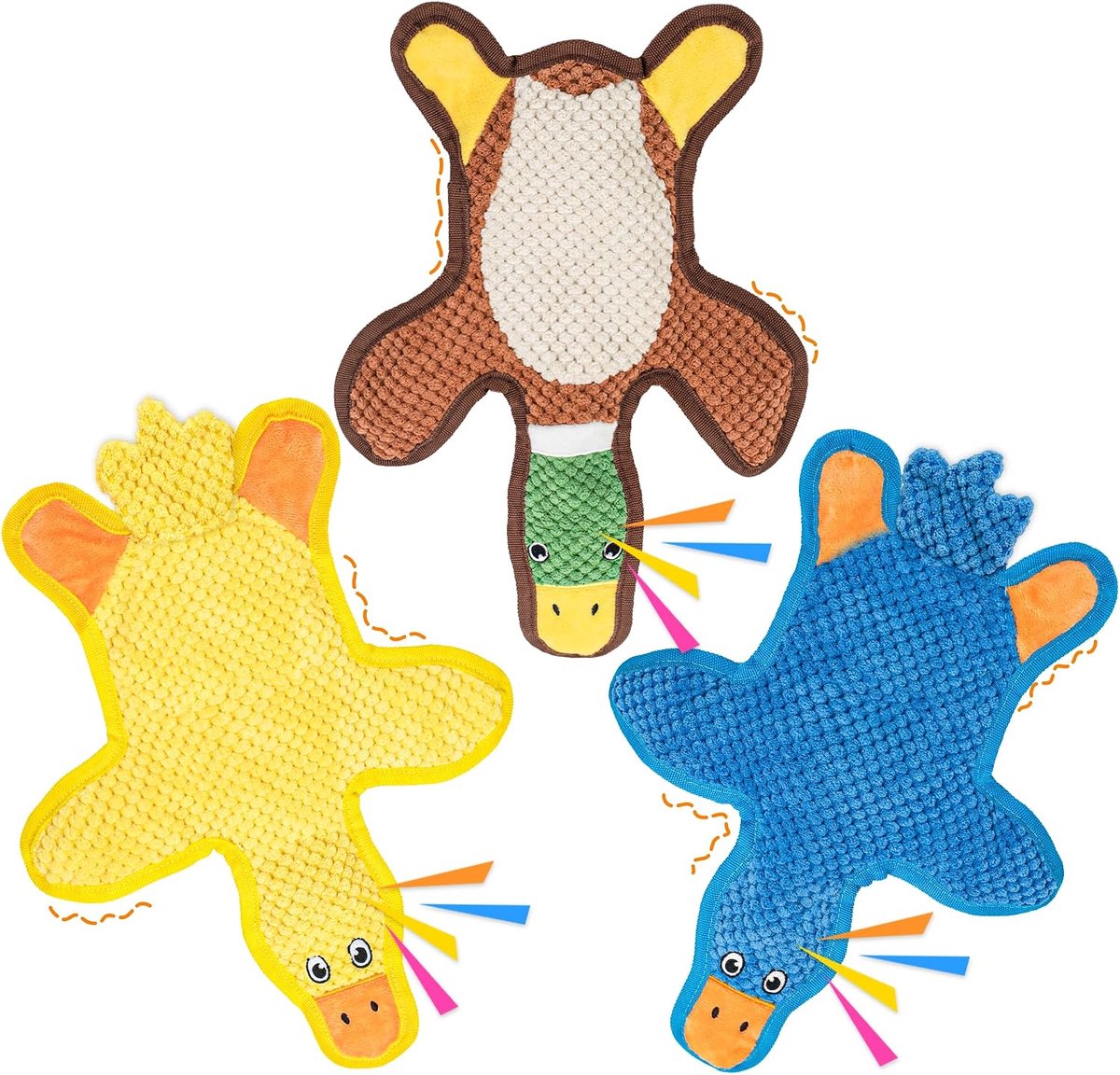 Piepend hondenspeelgoed, set van 3 stuks, met kreukpapier, geen vulling, hondenspeelgoed voor grote honden, veilig huisdierspeelgoed voor kleine tot grote rassen, ideaal voor