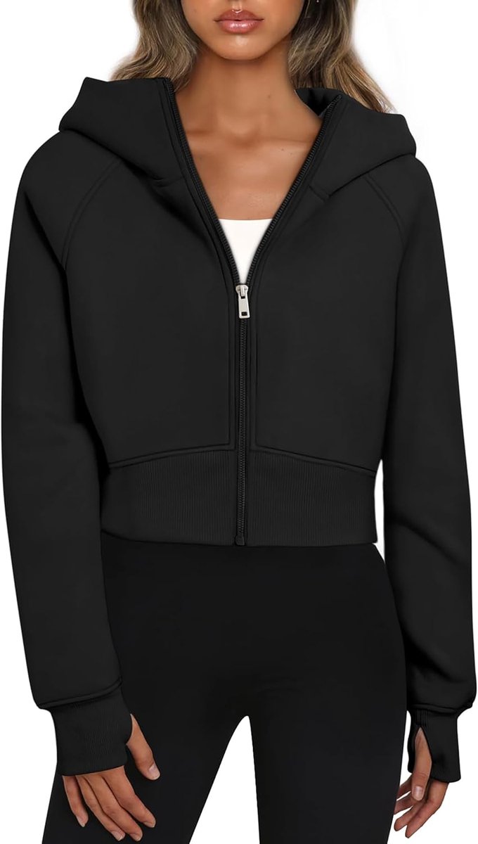 Cropped Hoodie Voor Dames, Kort Sweatjack Met Capuchon En Ritssluiting