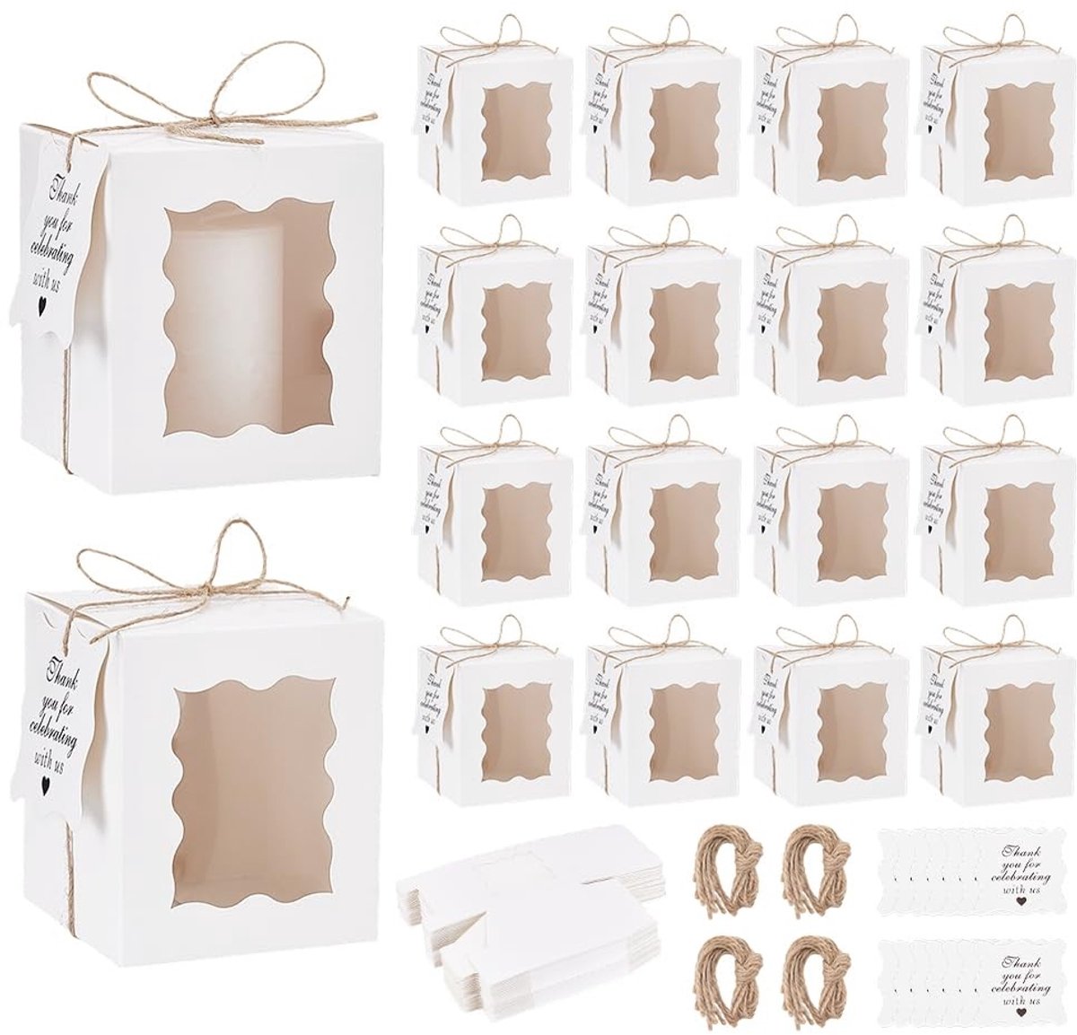 Omgoods - 100 Set Cadeauboxen voor Kaarsen - Kraft Papier met Venster