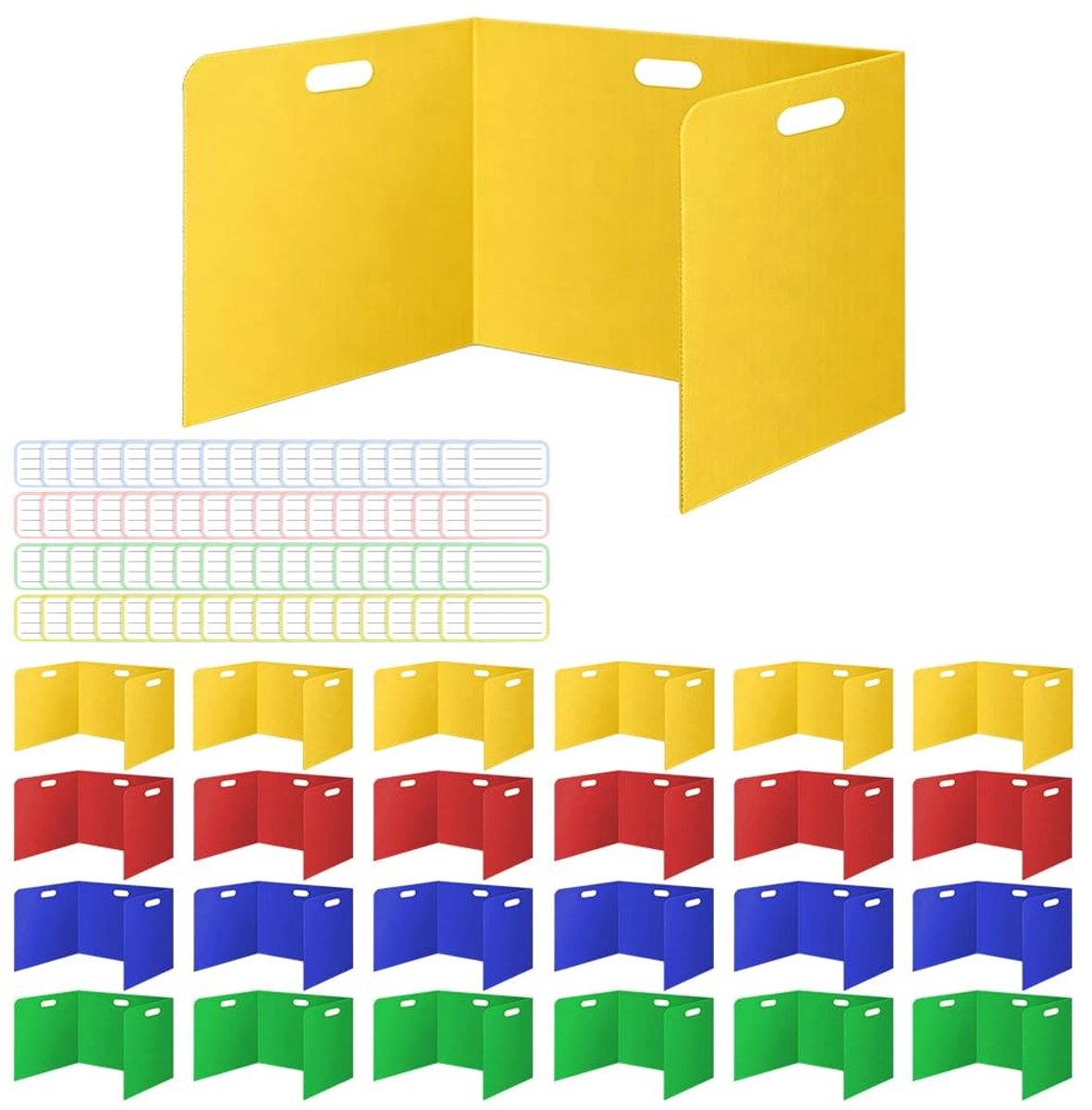 Omgoods - 24 stuks Opvouwbare Scheidingswanden voor Bureau met Naamplaatjes