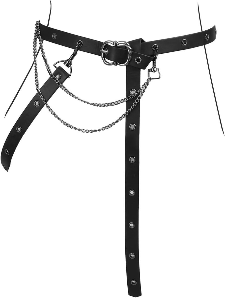 Middeleeuwse DIY Metalen Kettingriem van Faux Leather, Vintage Verstelbare Dunne Riem Voor Vrouwen, Retro Magere Riem Voor Jurken