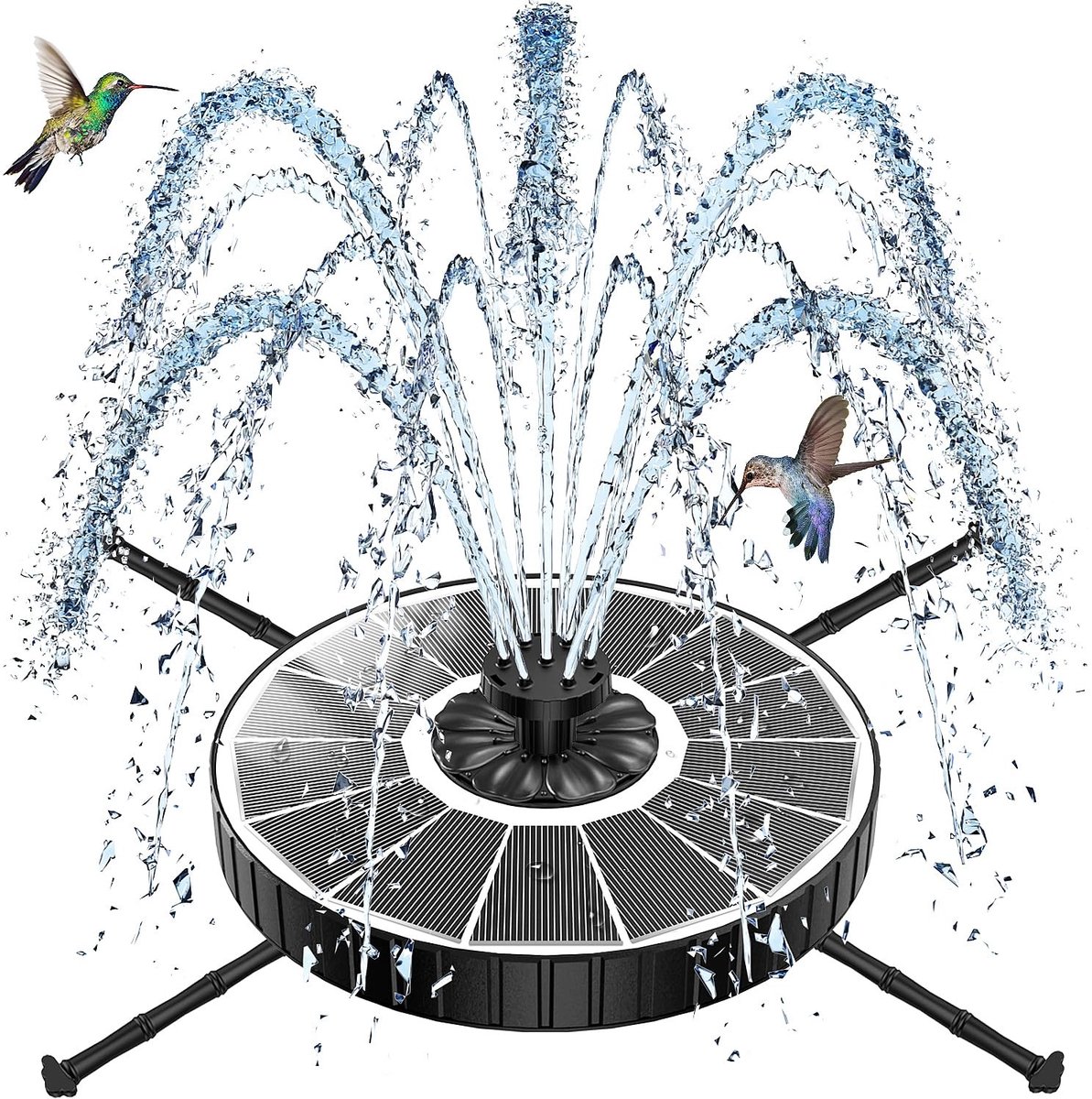 Omgoods - Solar Fountain met 3 Spray Hoogtes - Buiten Waterpomp voor Tuin en Vogelbad