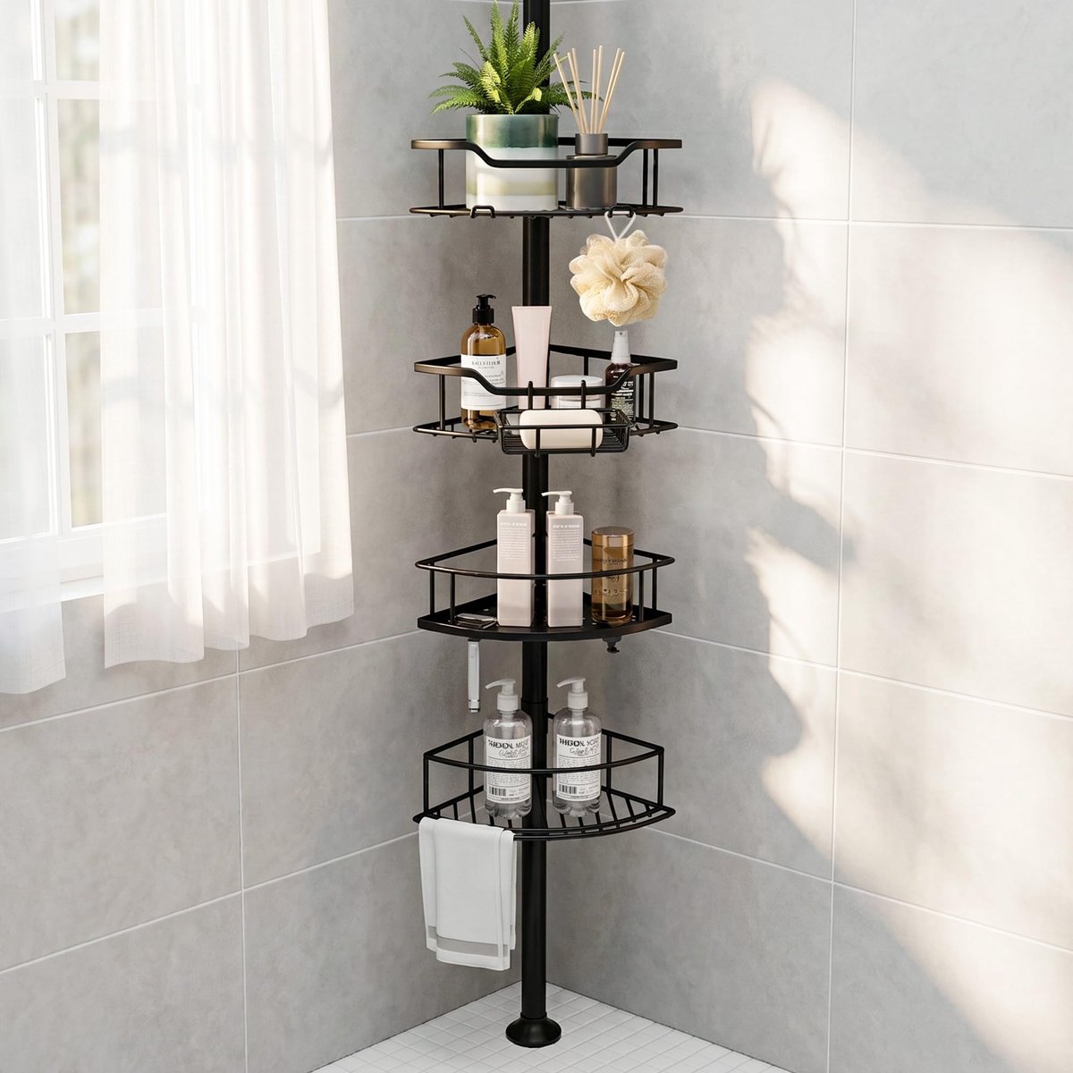 Omgoods - Tension Rod Douche Caddy - 4 Laags Hoekopberger