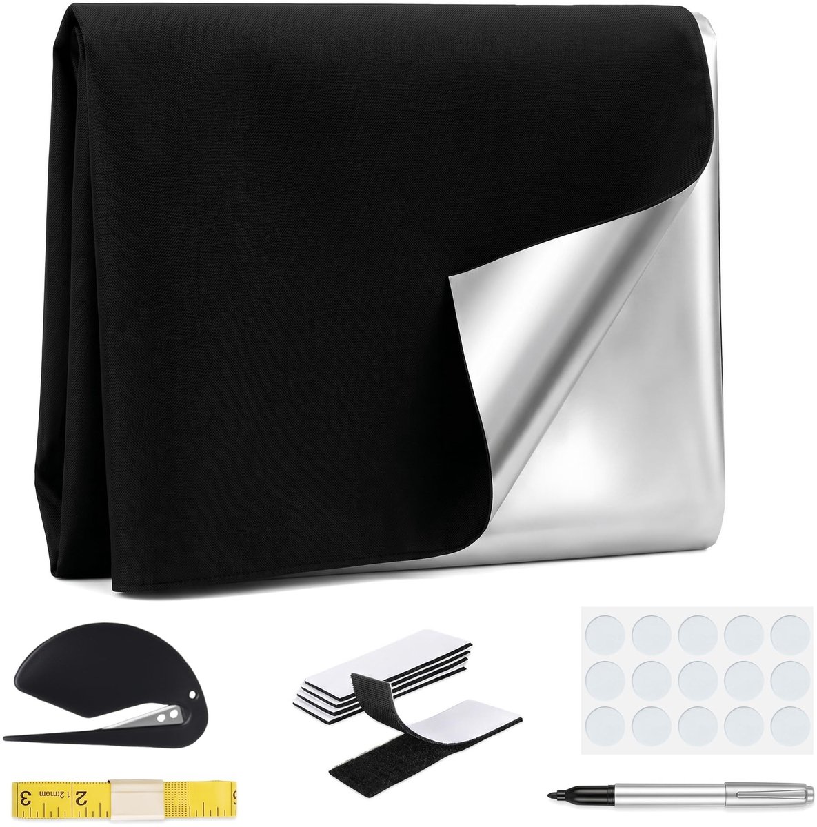 Omgoods - Draagbaar 100% Blackout Rolgordijn 100 x 145 cm - Gemakkelijk Te Bevestigen Zonder Boren
