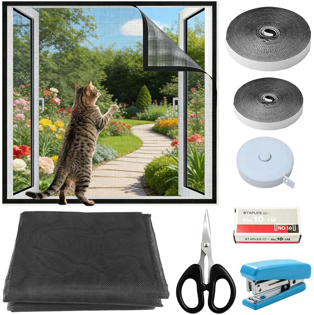 Omgoods - Kattennet voor ramen 130 x 150 cm - Vliegengaas voor kattenveiligheid