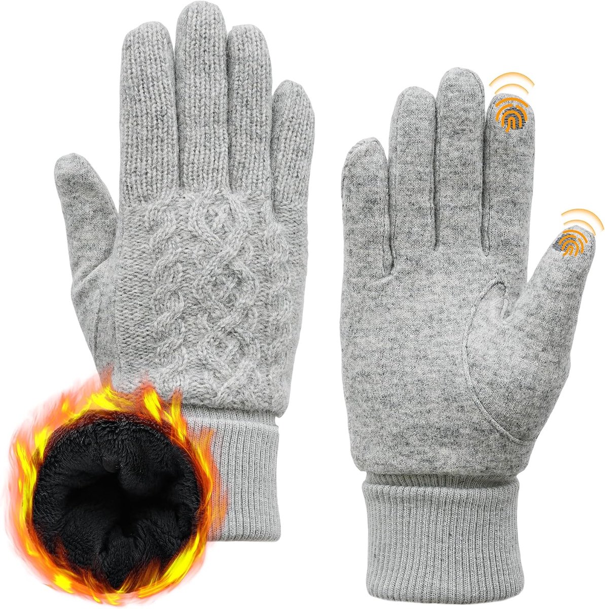 Handschoenen voor mannen en vrouwen - met fleece gevoerde touchscreen zwaargewicht warme handschoenvoeringen voor koud weer winter thermisch zacht gebreide handbagage