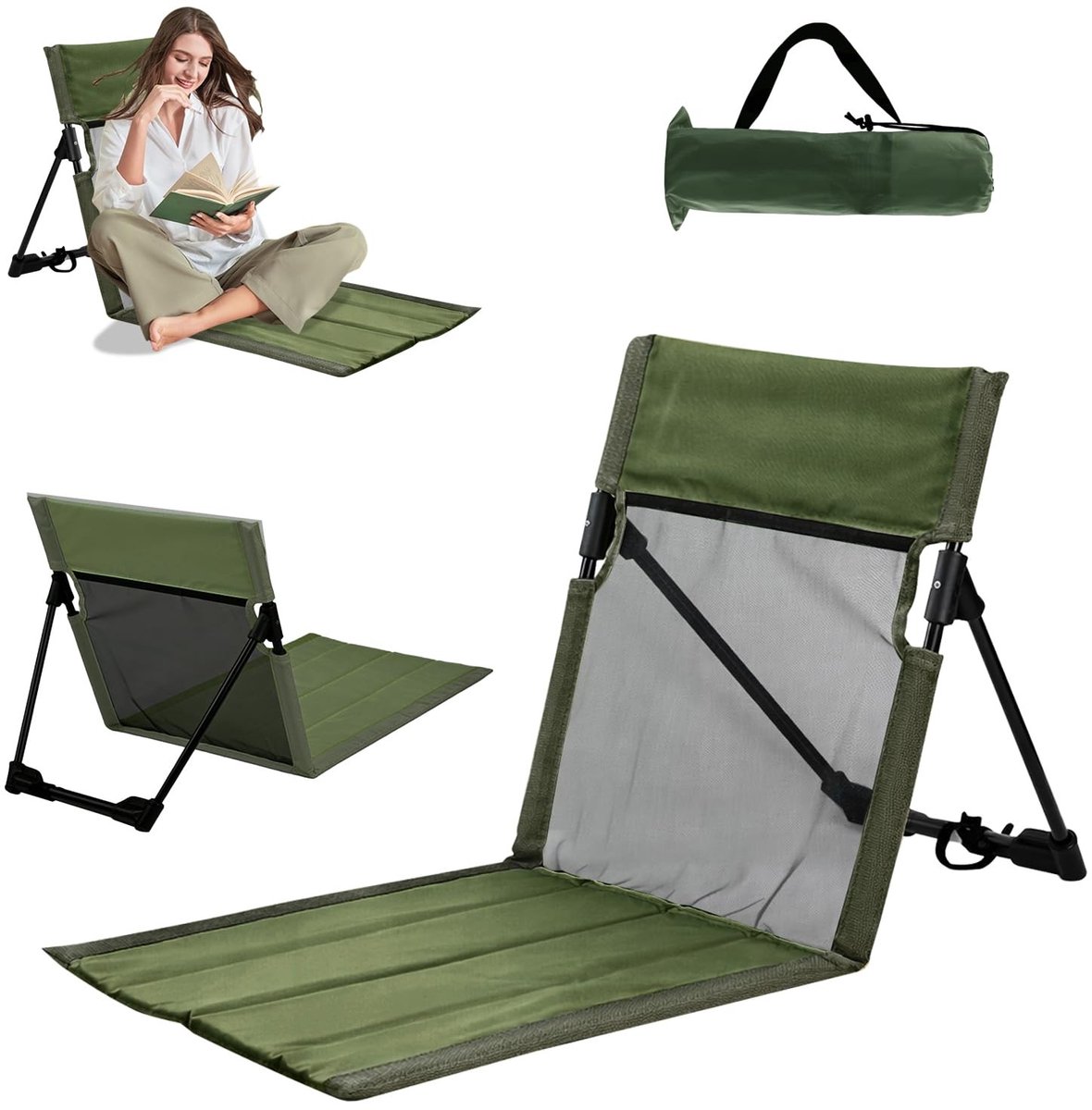 Omgoods - Opvouwbare Strandstoel met Rugleuning - Lichtgewicht en Draagbaar