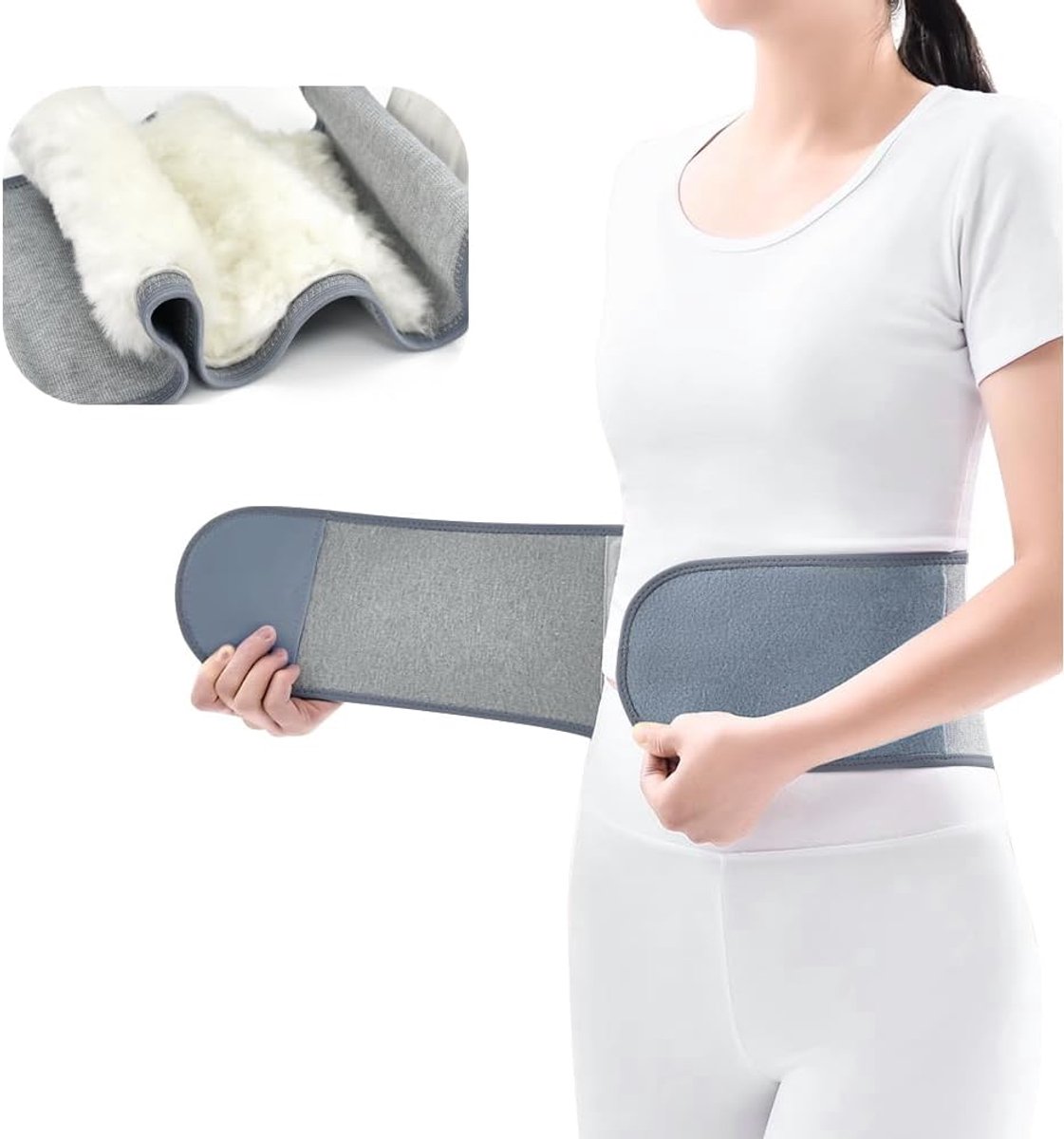 Nierwarmer kasjmier winter, rugwarmer riem, elastisch, taillewarmer ondersteuning, taillewarmer, heupwarmer voor dames, met klittenbandsluiting, kasjmier warmtebescherming, winter, voor dames