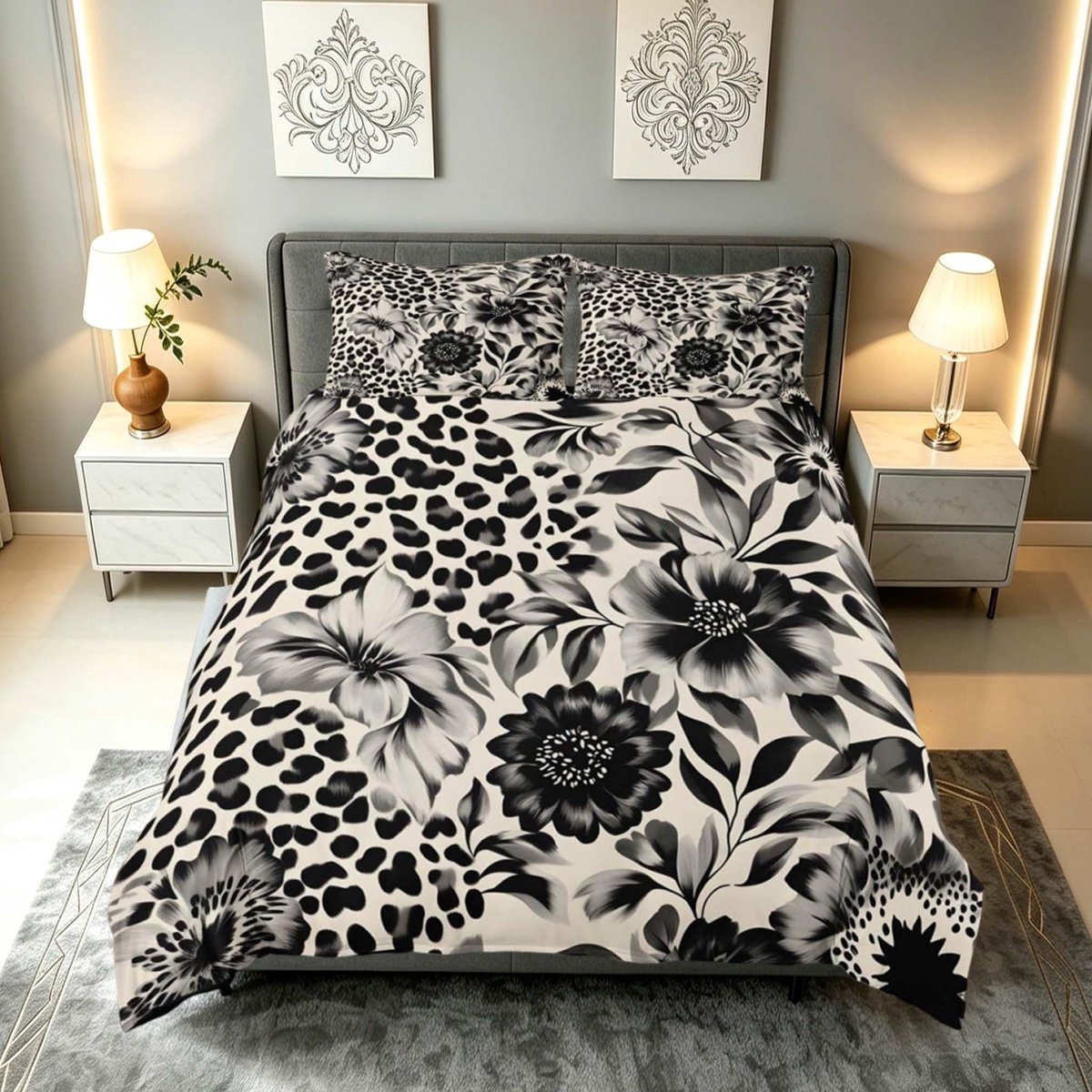 Omgoods - Luipaardprint Dekbedovertrek Set voor Dubbele Bedden met Kussenslopen
