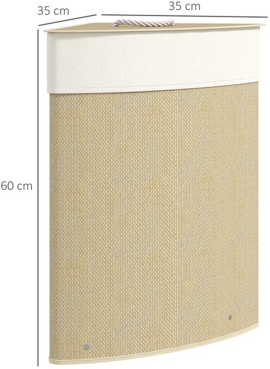 COVREO Wasmand 35x35x60 cm naturel, bamboe met 55 liter inhoud en deksel — afbeelding 5