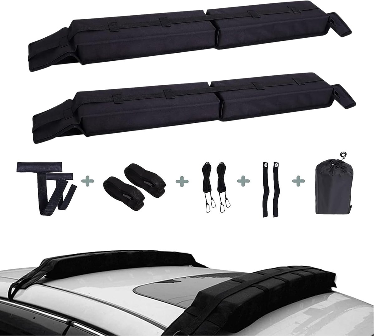 SnelShoppen - Universele Dakkoffer, Zachte Opvouwbare Bagagebekleding, Draagbare Transportstang voor Auto's, Reisaccessoires voor Vakanties, Camping e