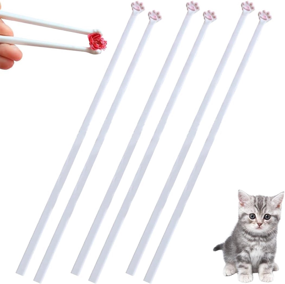 Kattenpootstokjes 3 stuks - 25 cm - roze - antislip, herbruikbaar keukengereedschap - SnelShoppen