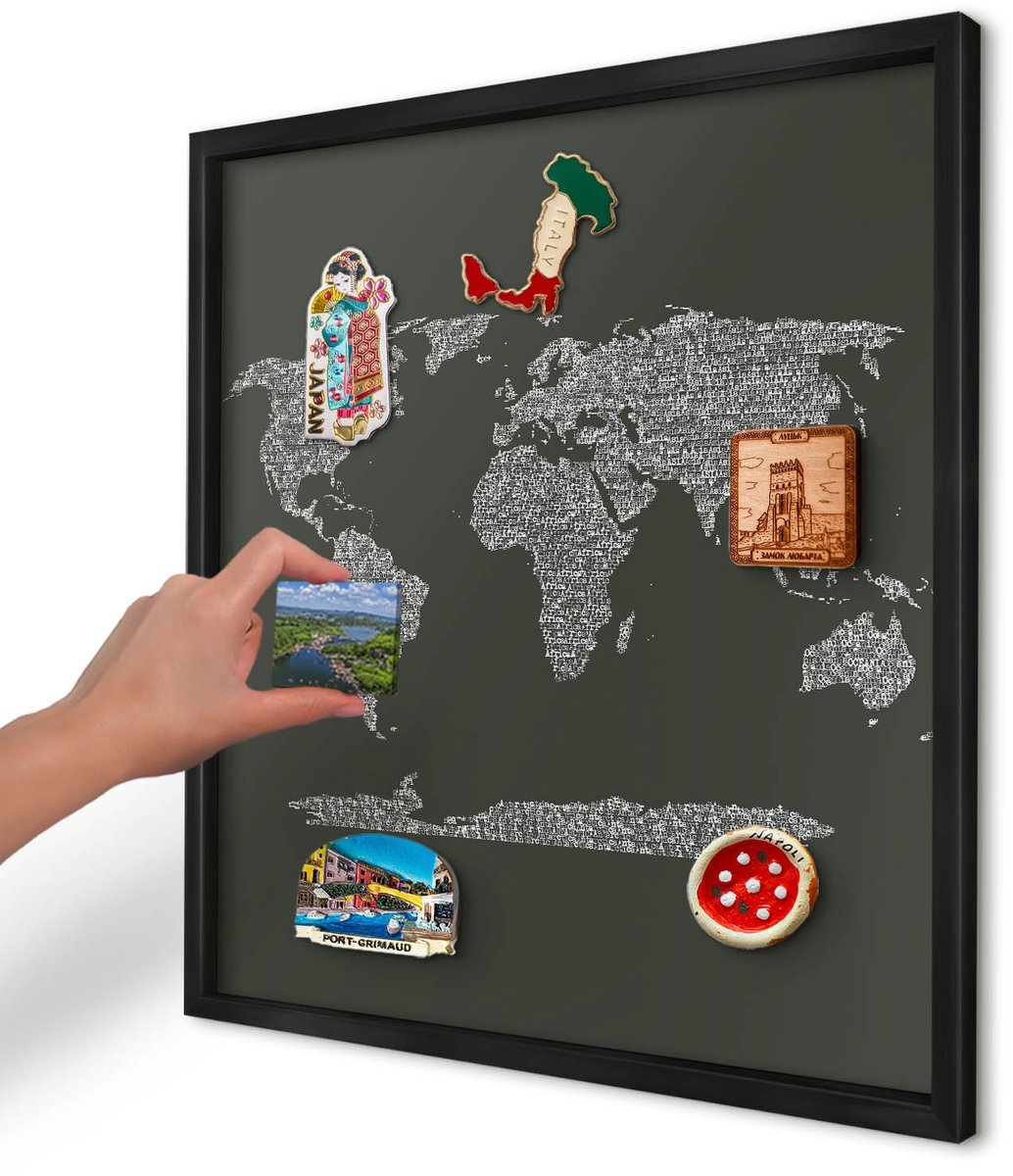 Artprintcave Groente Magneetbord mit Zwart Frame - 50x50 cm - Tekstkaart Notitiebord - Typografisch Magneet Bord mit Frame - Kaarten