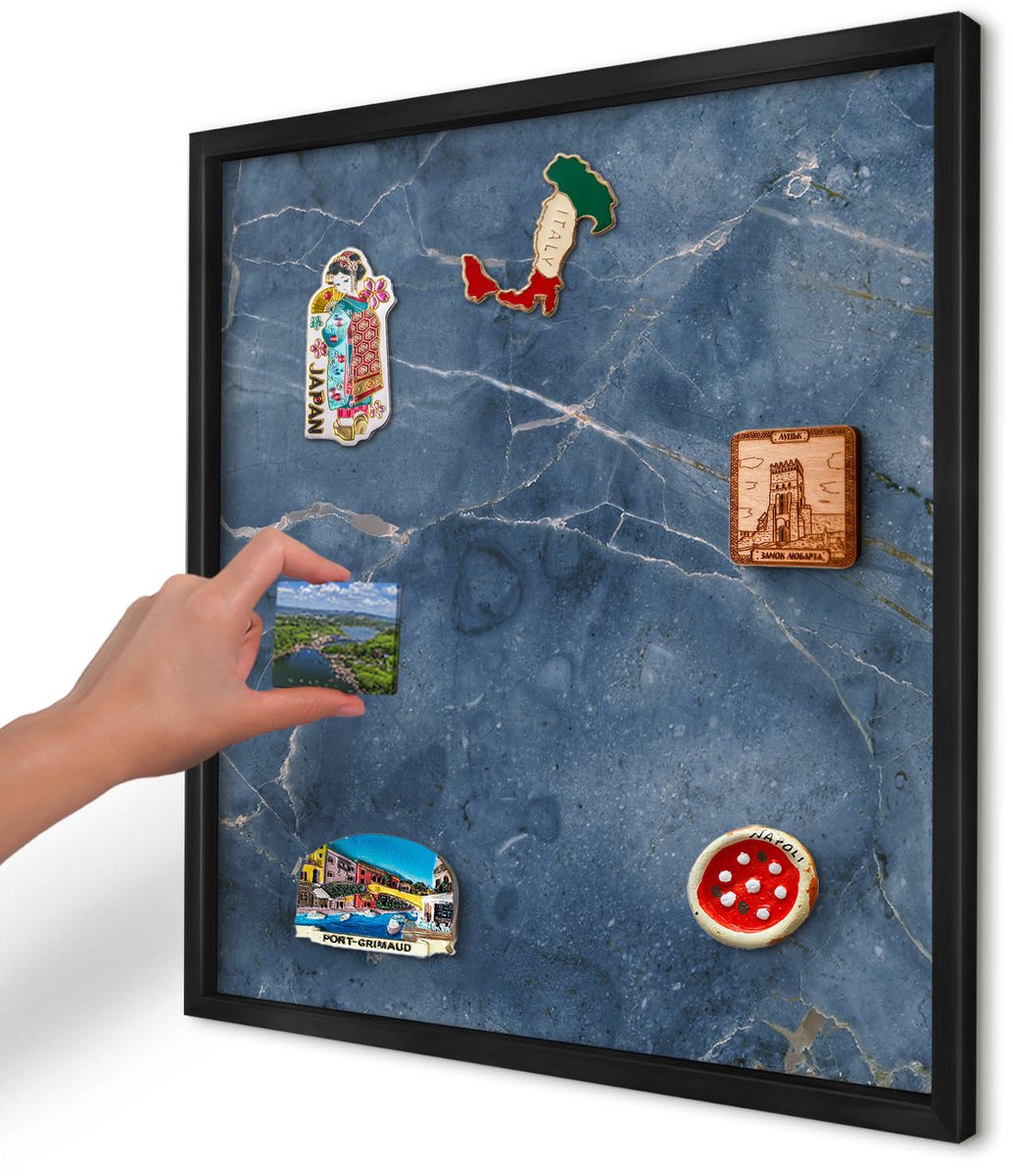 Artprintcave Marine Magneetbord mit Zwart Frame - 50x50 cm - Marmeren Elegantie Bord Voor Magneten - Modern Magnetisch Bord - Texturen