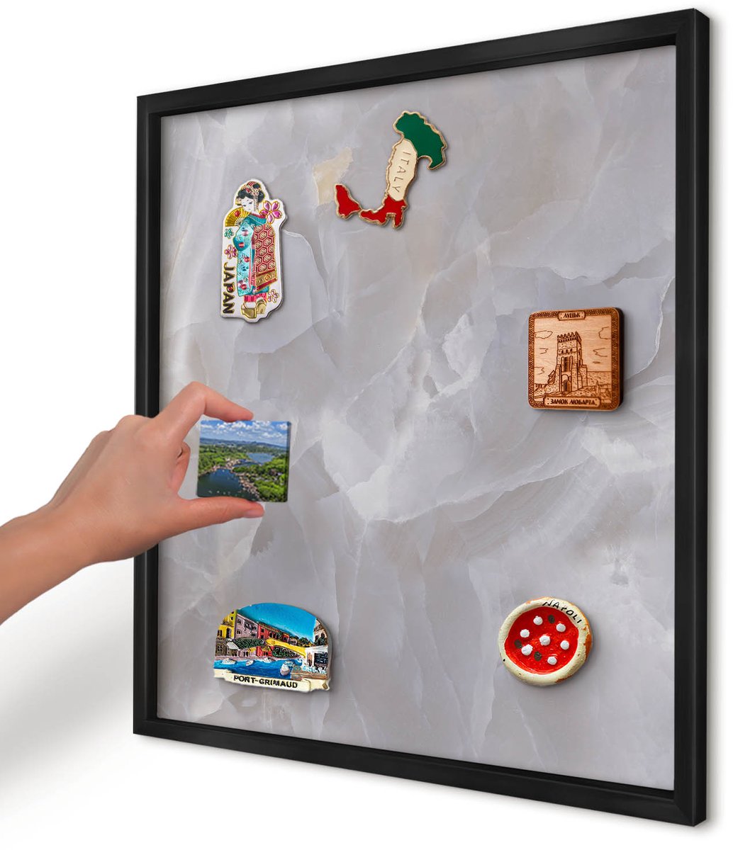 Artprintcave Grijs Magneetbord mit Zwart Frame - 50x50 cm - Grijze Elegantie Magnetische Organizer - Minimalist Magneet Bord mit Frame - Texturen