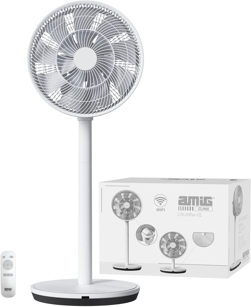 SnelShoppen - GALAIR WIFI-01 Staande en Tafelventilator - Stil 13 dB - 26 Snelheden - Verticale en Horizontale Oscillatie - Laag Verbruik 27 W - Afsta