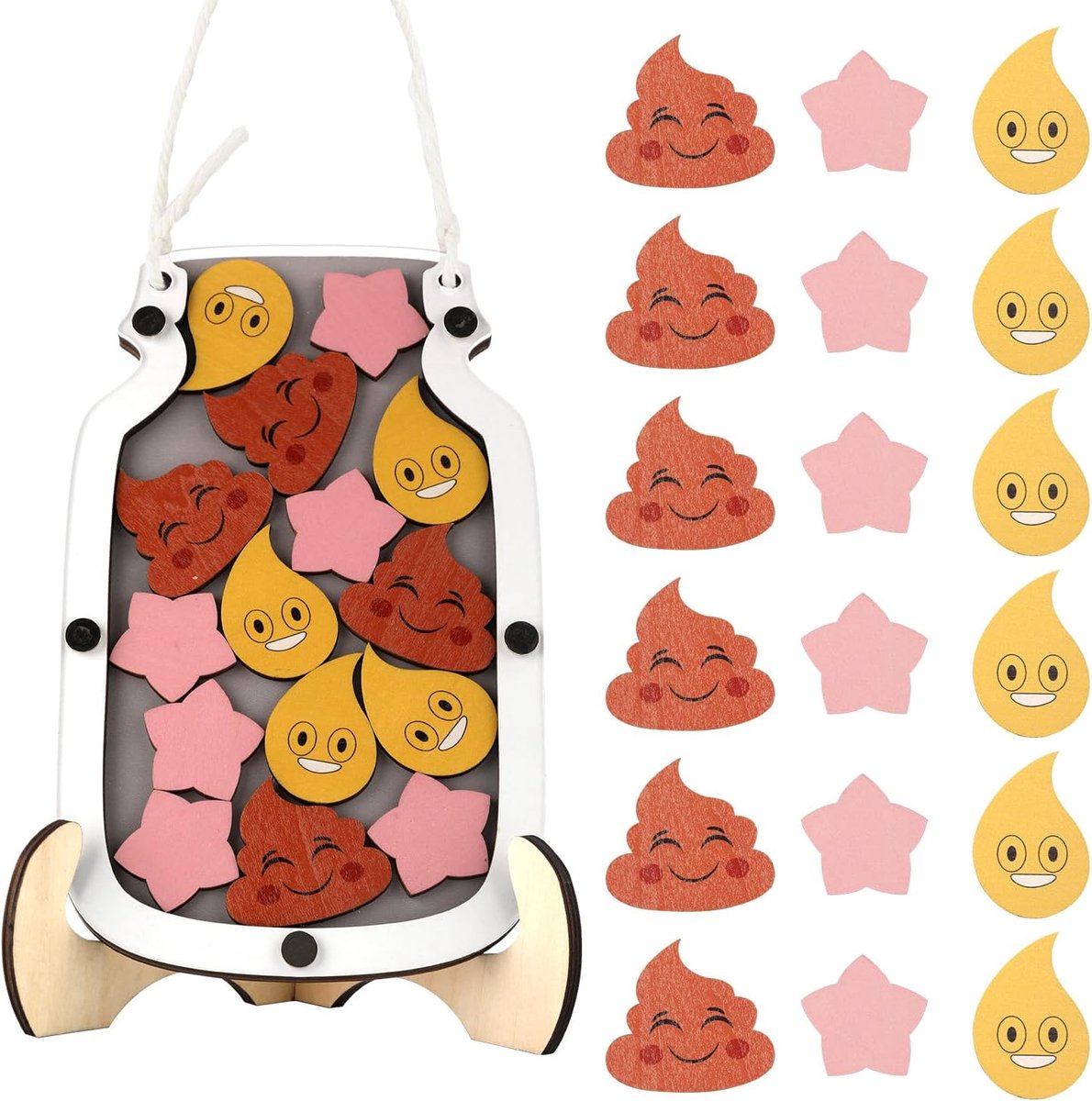 SnelShoppen - Reward Jar voor Peuters, Potty Training Beloningspot voor Kinderen, Chore Kaart voor Kinderen met Sterren en Bonussen, Houten en Acryl,