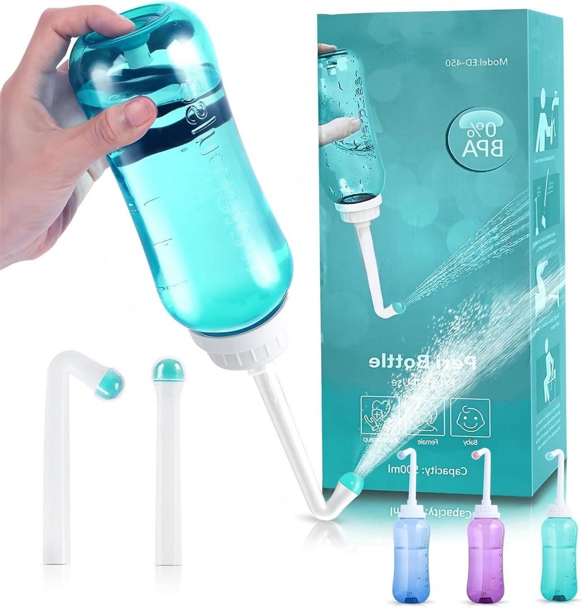 Billendouche Draagbaar - Intieme Douche Bidet - Persoonlijke Hygiëne - Twee Sproeiers Instelbaar - 22.3 x 9.3 x 8 cm
