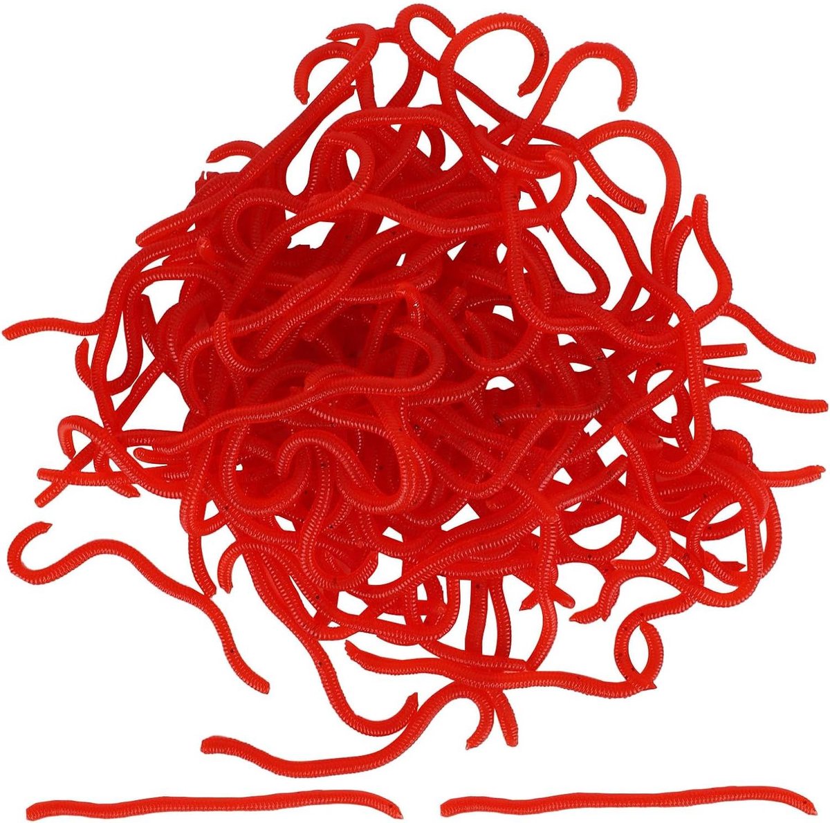 Nep Regenwormen - Zachte Wormen - Vissen en Grappen - Levensecht Uiterlijk - 8 cm - Rood