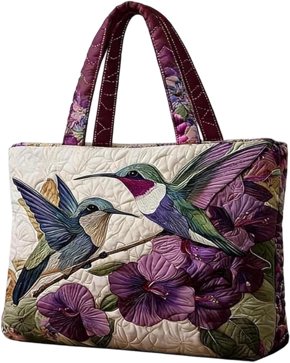 Gevulde Tote Tas - Sporttas Schoudertas - Dagelijks Gebruik - Elegant Gewatteerd Ontwerp - 43x40x10 cm - Kolibrie