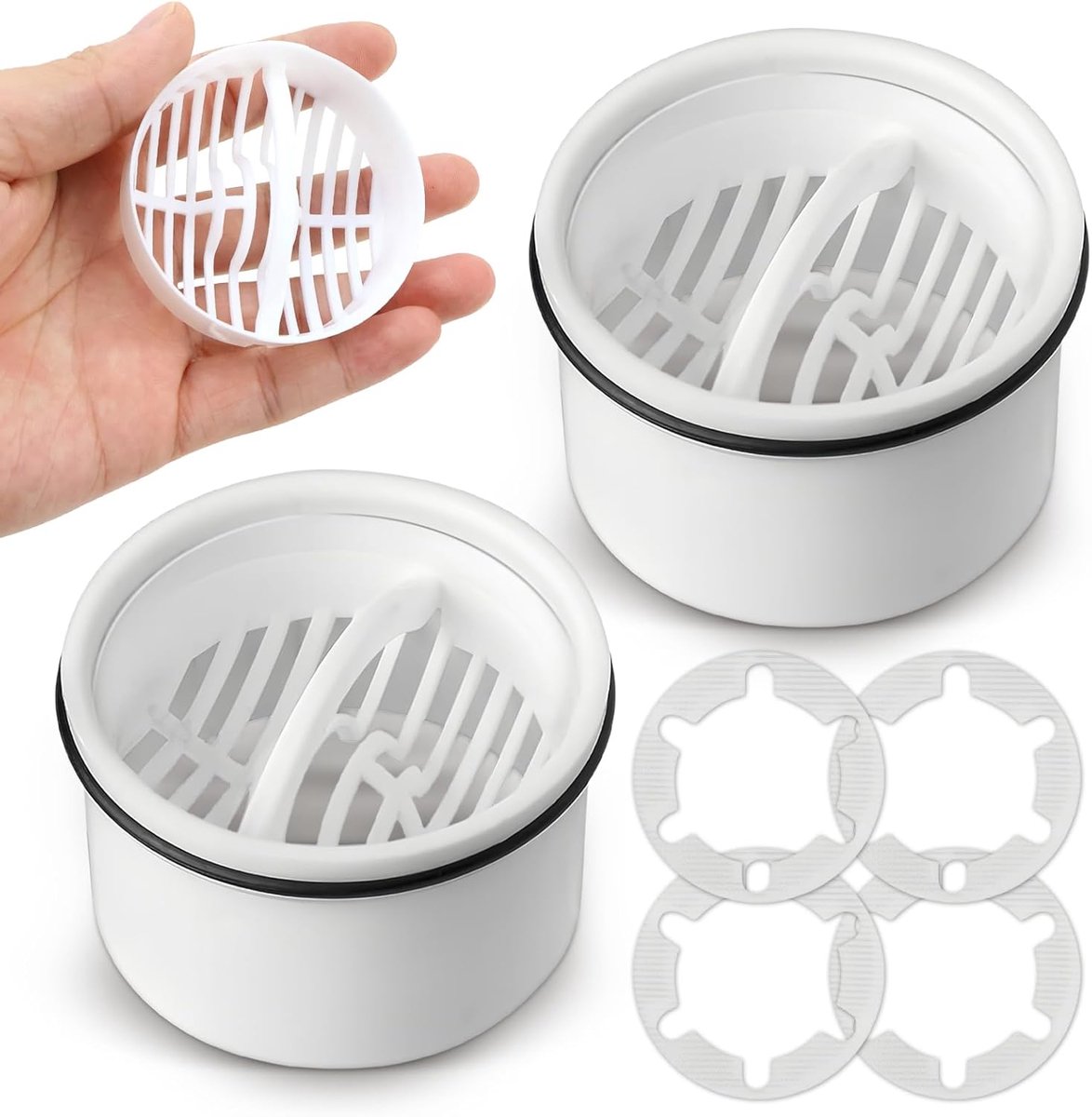 Haarzeef Set - Douche Zeefjes - Douche Afvoer - Compatibel met Viega - 7 cm Diameter - Wit