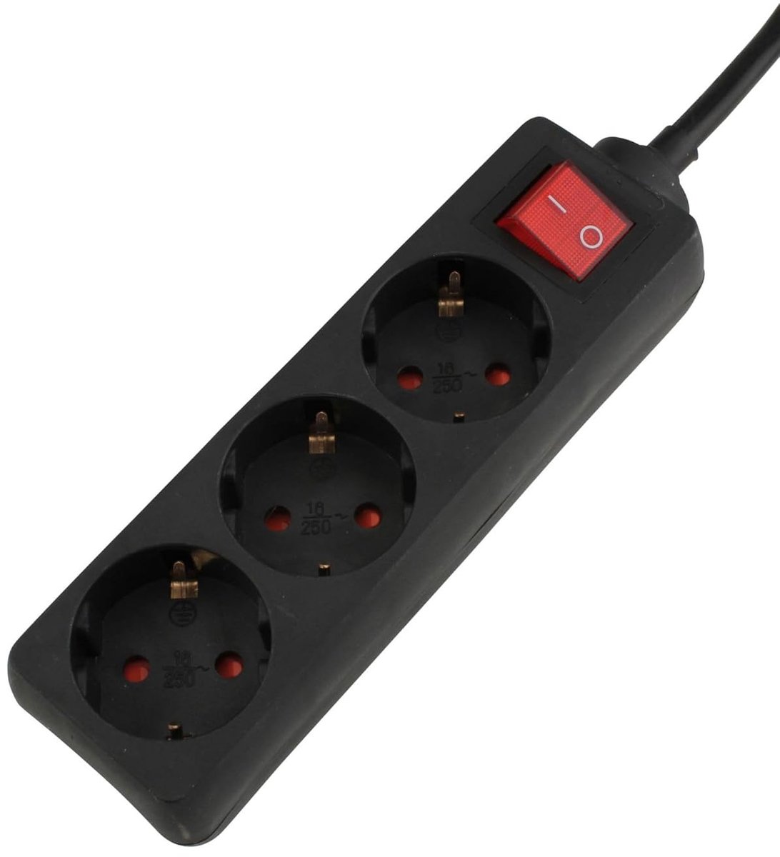 Tafelcontactdoos 3-voudig met schakelaar, stekkerdoos, 1,4 m