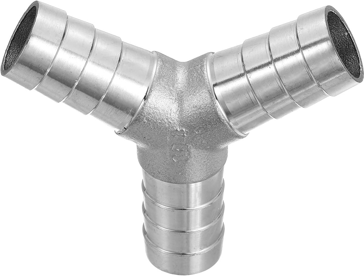 1" Y-vorm slangaansluiting buisfitting, 304 roestvrij staal, 3-weg buisfitting adapter voor vacuümsystemen, industriële buisverbindingen, zilver
