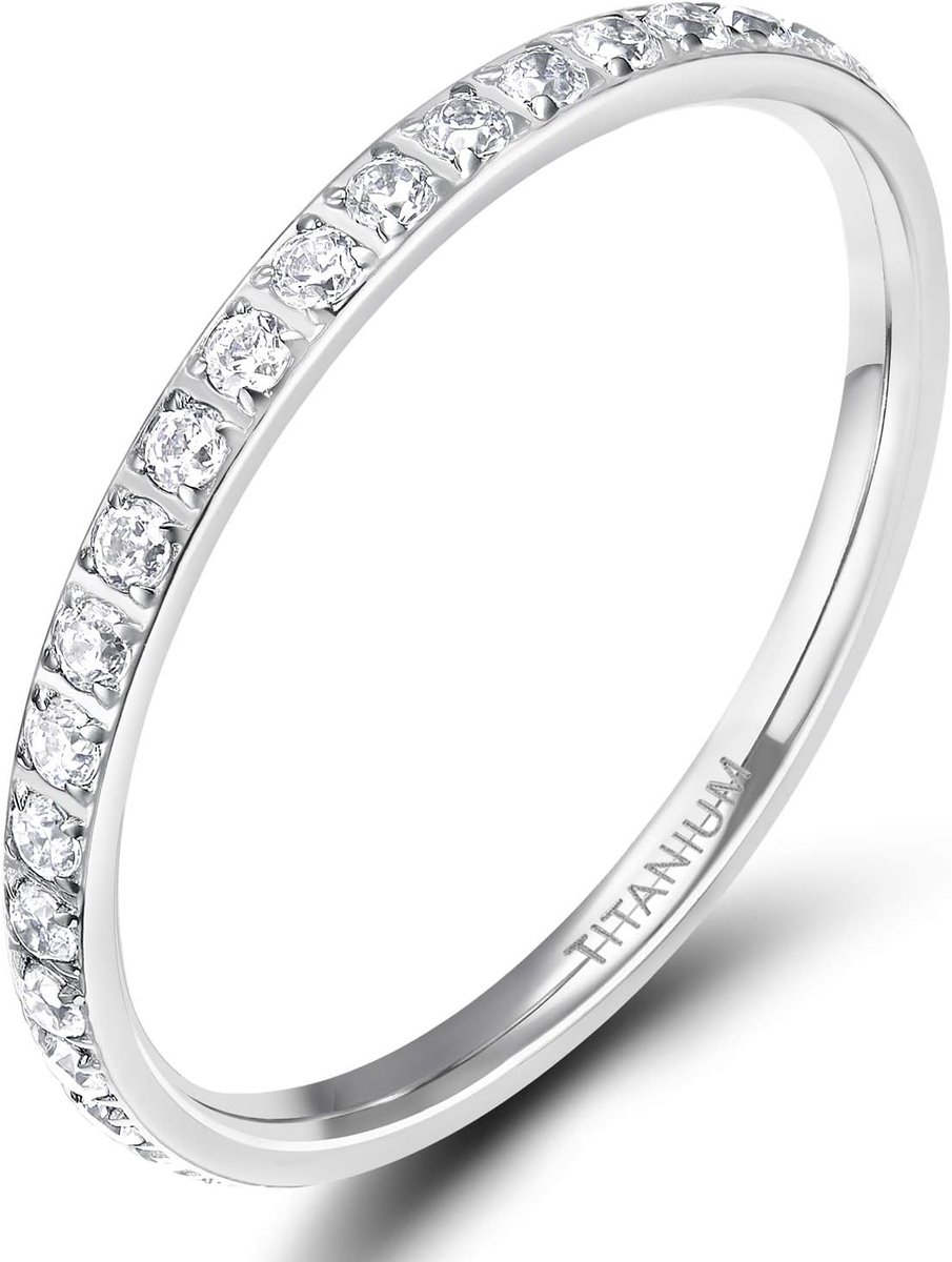 Eternity Ring voor dames, 2 mm, titanium, verlovingsringen