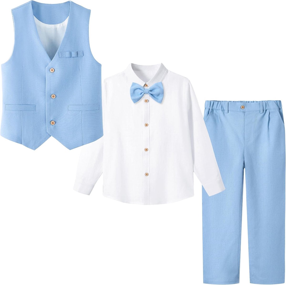 Page, jongens, bruiloft, vest, broek, kinderen, linnen, formeel pak