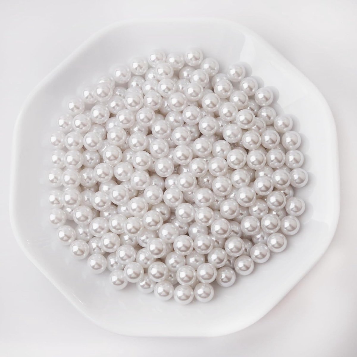 Glanzende Parelmoer Kralen 300 Stuks 10mm Plastic Parels zonder Gaatjes Kunstparels voor Vaasvulling, DIY Knutselen, Tafeldecoratie, Trouwdecoratie en Woondecoratie (Wit 10mm)