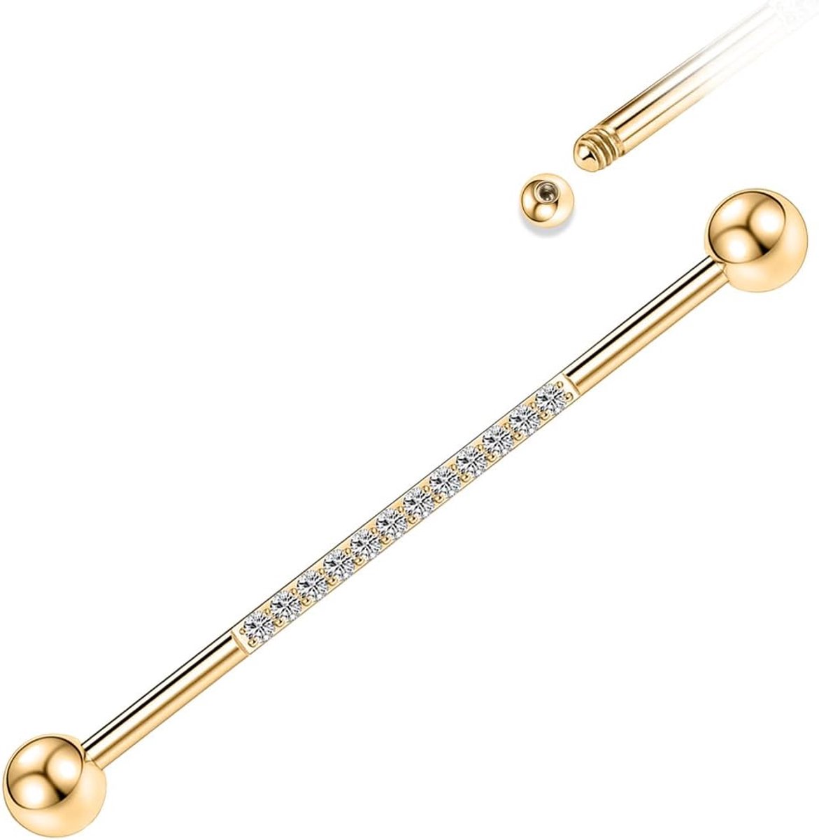 piercing 14G Industriële Barbell Chirurgisch Staal 38mm Helix