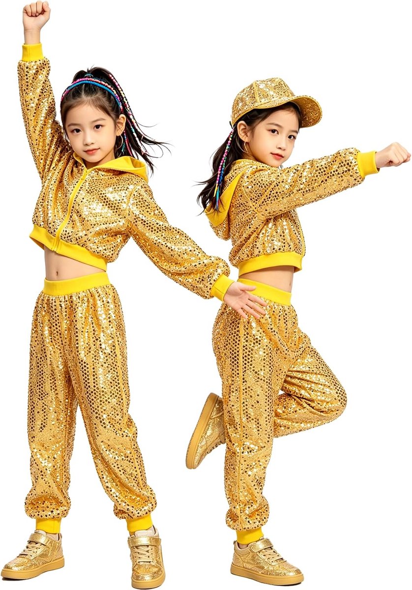 Hip Hop danskostuum voor kinderen, met pailletten, straat