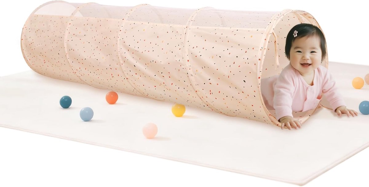 Tunnel voor kinderen, kinderspeeltunnel met ademend netvenster, pop-up speeltunnel, 180 cm, speeltunnel voor kinderen, motorische vaardigheden, binnen en buiten, tunnel voor alle kleintjes (Ø 46 cm)