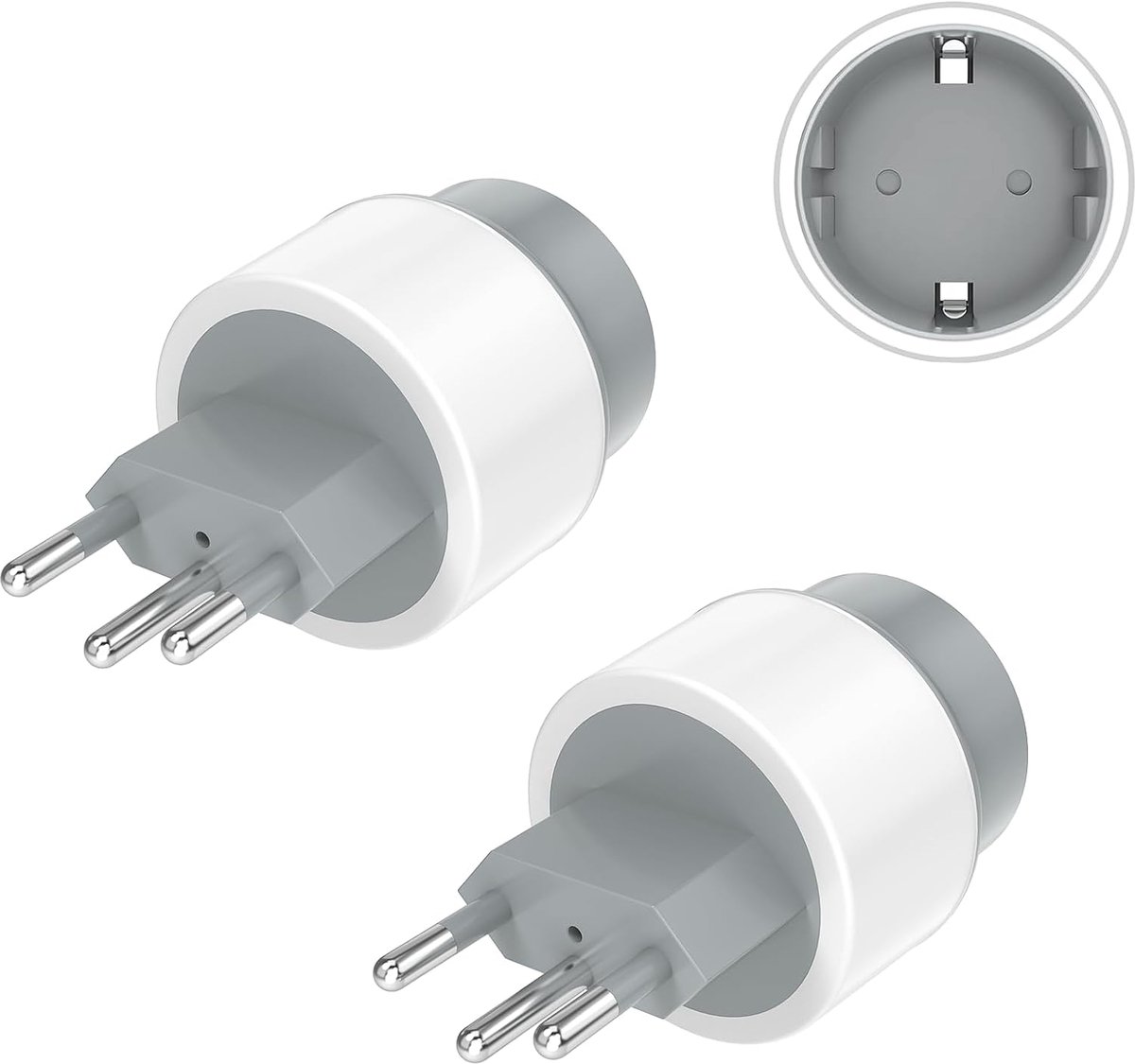Zwitserland Duitsland, set van 2 stuks reisadapters Zwitserland, type J Zwitserse reisstekker, stekkeradapter voor Liechtenstein (250 V/15 A, wit grijs)
