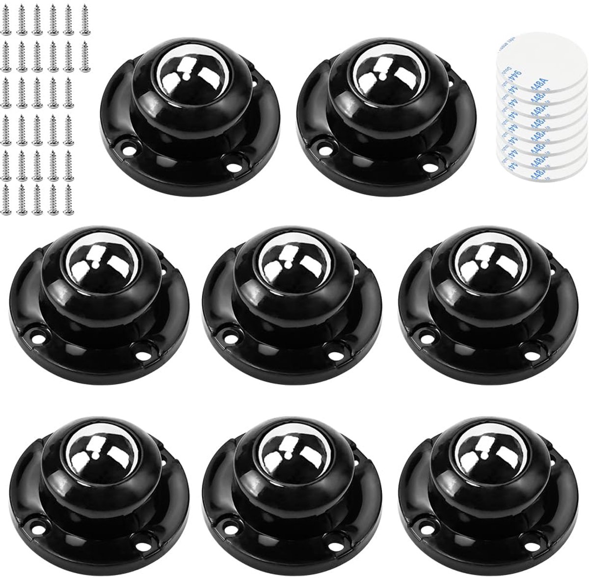 8 stuks mini-rollen, zelfklevend, kleine meubelrollen, 360°