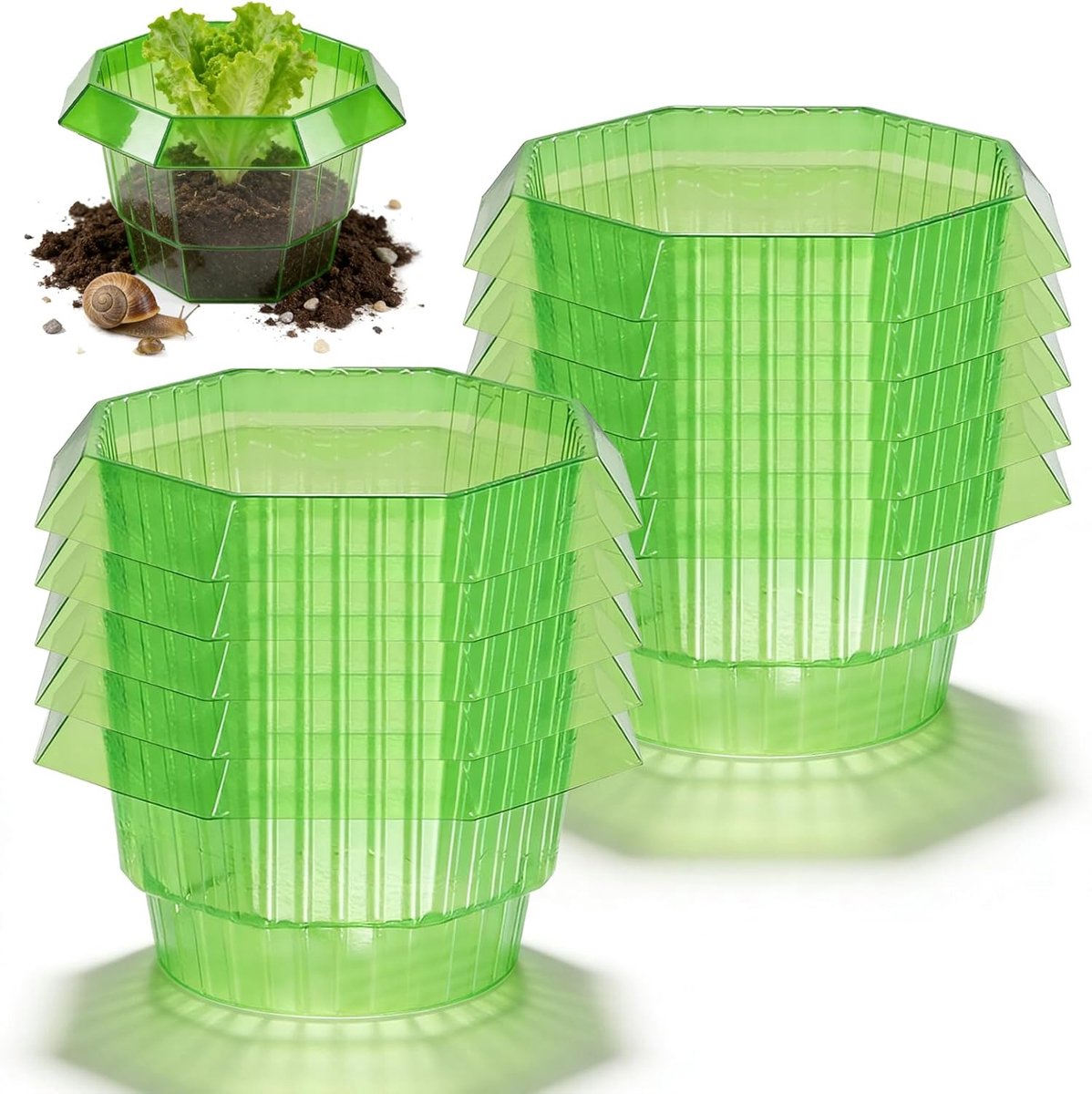 10 stuks slakkenkragen, 23 cm slakkenbeschermringen, slakkenbescherming, groene slakkenkraag, stabiel, slakkenkraag, kunststof, je slakken- en koolplanten, groen