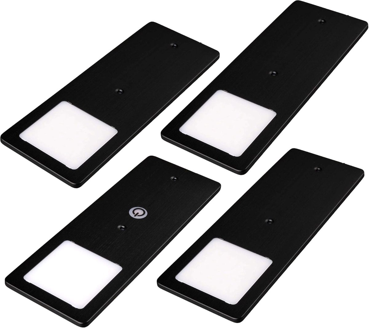 kalf | LED onderbouwlampen zwart 5W - zeer vlakke keukenlamp met touch-dimfunctie inbouwspot inbouwspot, keuze: 4er set warmwit