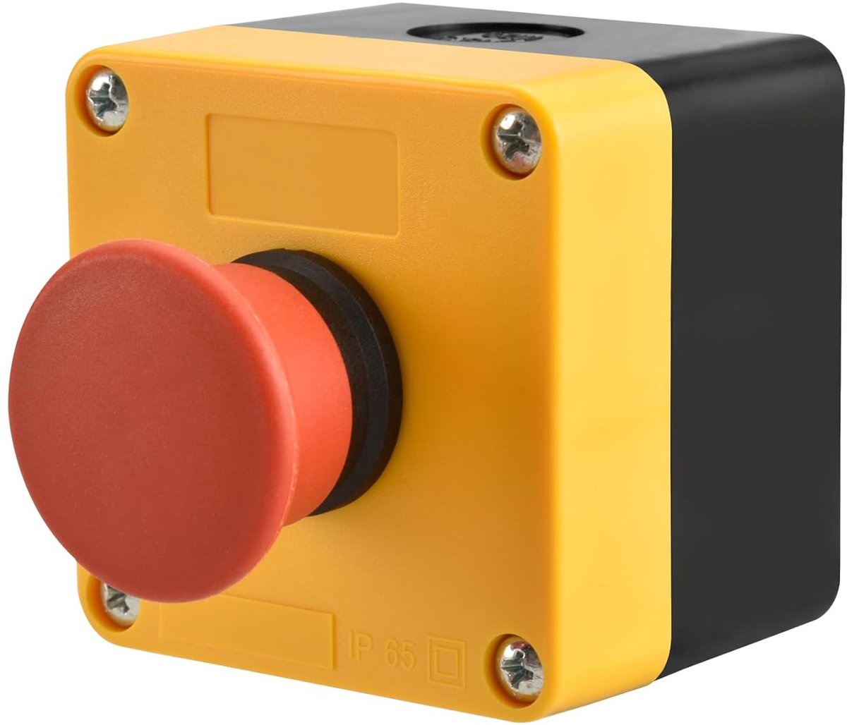 Rood Teken Momentary Emergency Stop Schakelaar Drukknop Schakelaar 660 V 10A met Doos NC