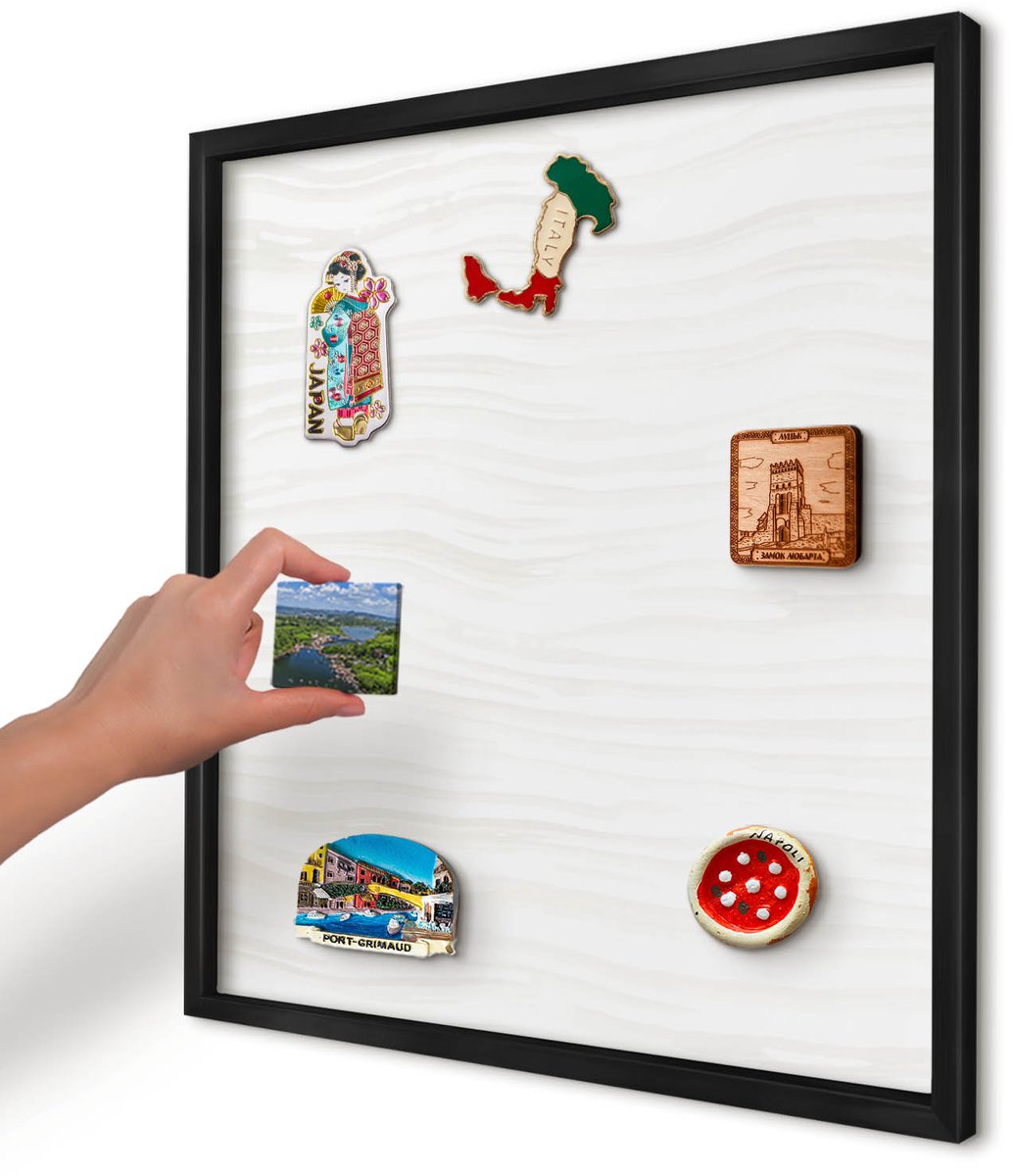 Artprintcave Wit Magneetbord mit Zwart Frame - 50x50 cm - Harmonie Van Lijnen Magnetisch Bord Voor Magneten - Minimalist Wandbord Magnetisch - Achtergronden En Patronen