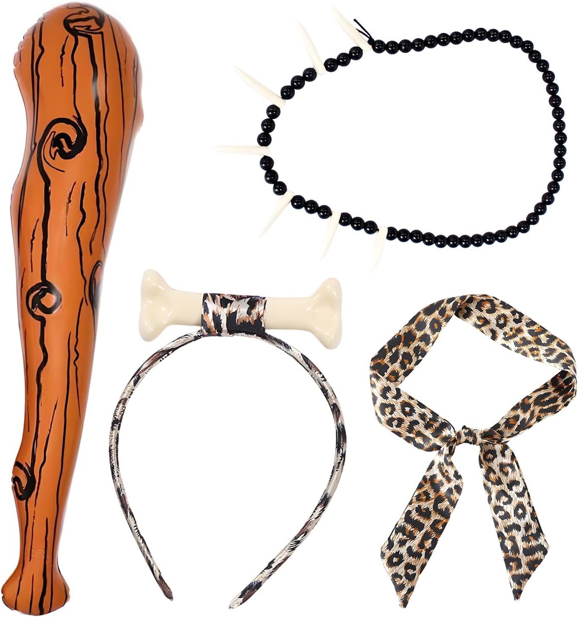 4 stuks holbewonerskostuum, accessoires voor volwassenen, kinderen